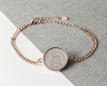 1940 85th Birthday Sixpence Coin Chain Bracelet, 3 of 5