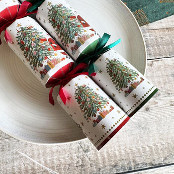 Festive Santa Christmas Tree Luxury Christmas Crackers Set Of Six, 2 of 6