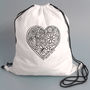 Drawstring Bag To Colour In With Heart, thumbnail 3 of 7