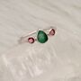 Pink Tourmaline, Emerald Silver Ring, thumbnail 3 of 6