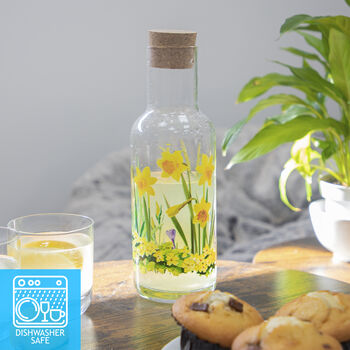 Spring Flower Printed Glass Water Carafe With Cork, 2 of 7