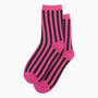 Women's Glitter Socks Hot Pink Black Stripes, thumbnail 1 of 4