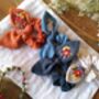 Bunny Bow Scrunchies With Embroidered Flower, thumbnail 8 of 11