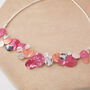 Hammered Fuchsia Pink Four Tone Statement Necklace, thumbnail 3 of 6