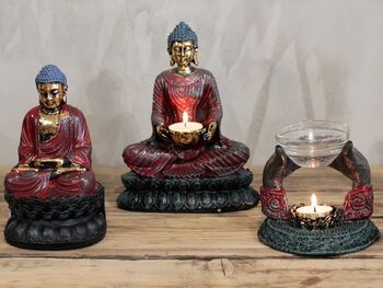 Antique Buddha Devotee Candle Holder, 3 of 4