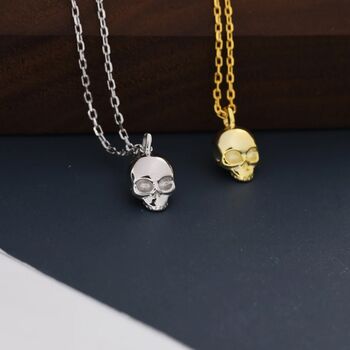 Death Skull Pendant Necklace In Sterling Silver, 7 of 12