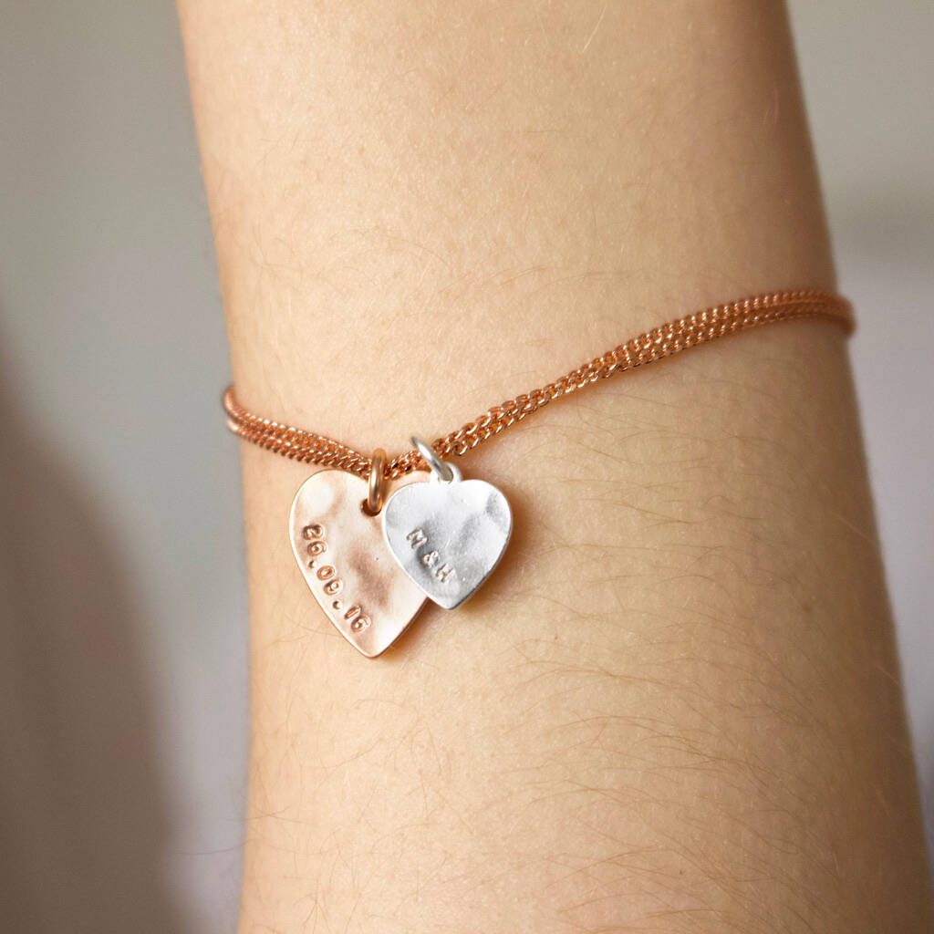 hammered heart bracelet