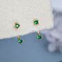 Sterling Silver Double Emerald Green Cz Ear Jacket, thumbnail 4 of 11