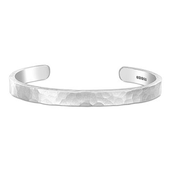 Men's Chunky Beaten Sterling Silver Bracelet, 2 of 5