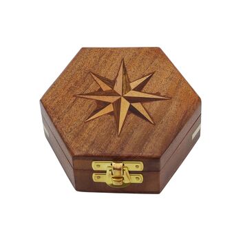 Handmade Hexagon Wooden Box With Star, 7 of 9
