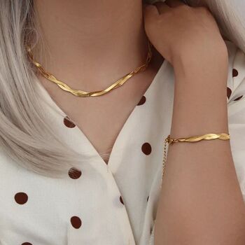 Gold Stainless Steel Twist Snake Bracelet Gift For Her, 3 of 3