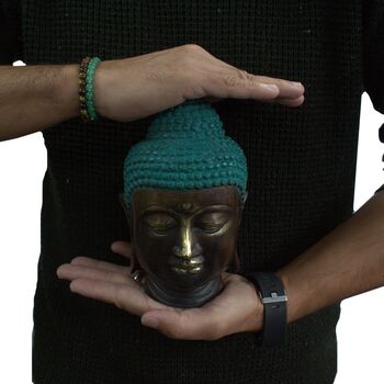 Large Classic Brass Buddha Head, 2 of 3
