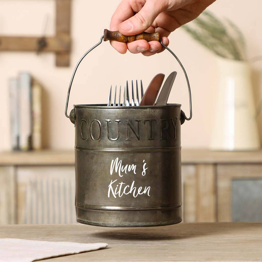 Personalised Country Kitchen Cutlery Caddy By Dibor