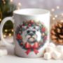 Personalised Schnauzer Christmas Wreath Dog Mug, thumbnail 1 of 2