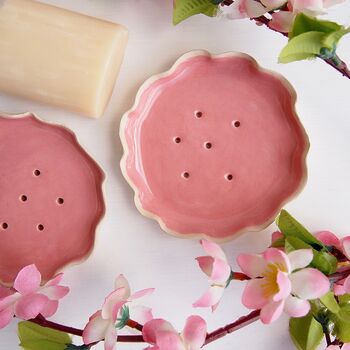 Handmade Pink Ceramic Curvy Soap Dish, 7 of 12