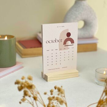 2024 Desk Calendar With Refillable Cards And Wood Stand, 5 of 9