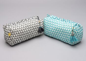 Aqua Alibag Triangle Pattern Cotton Make Up Bag, 6 of 12