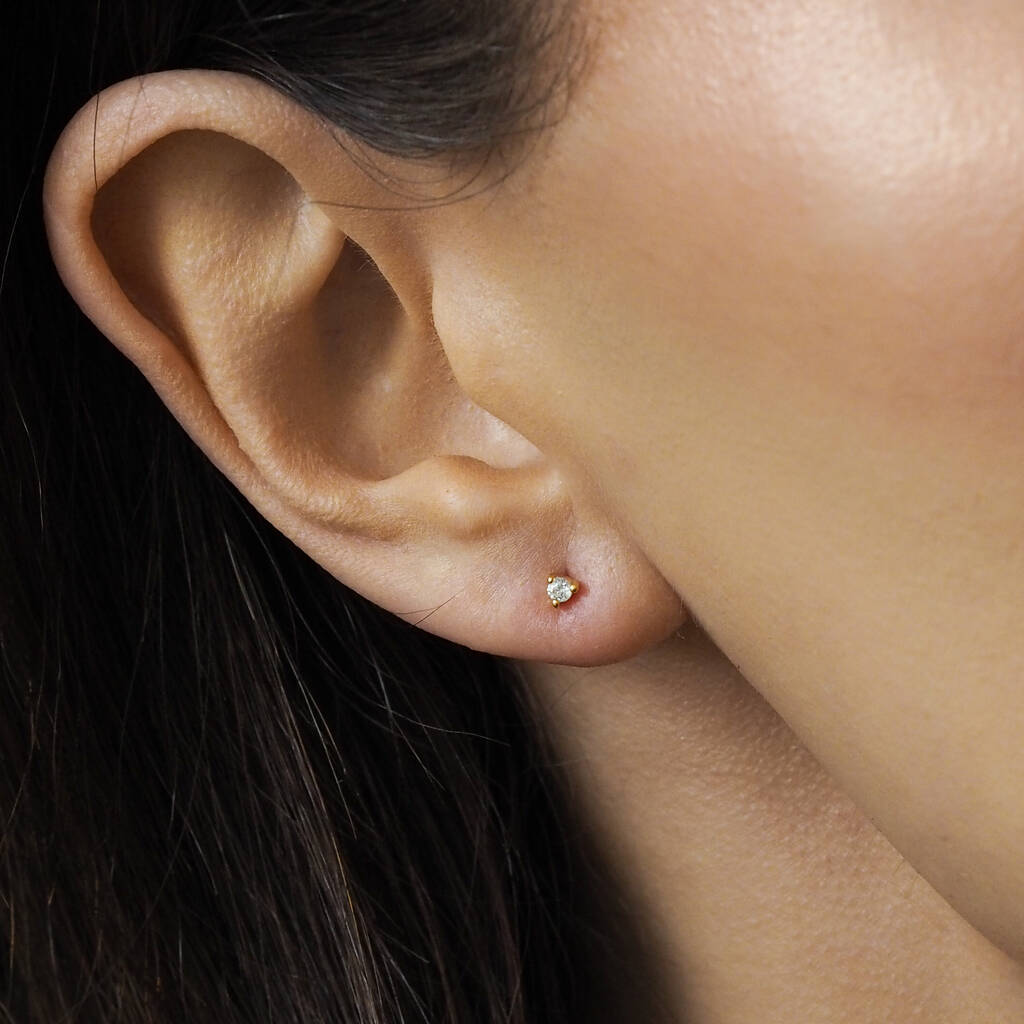 Dara Cubic Zirconia Gold Stud Earrings, 1 of 4