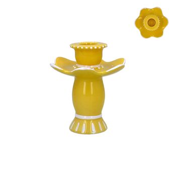 Canary Yellow Ceramic Petal Candle Holder, 2 of 2