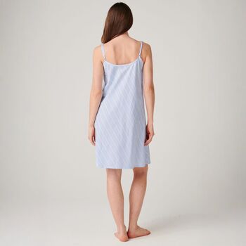 Women's 'Breezy Blue' Satin Stripe Cotton Strappy Nightdress, 3 of 4