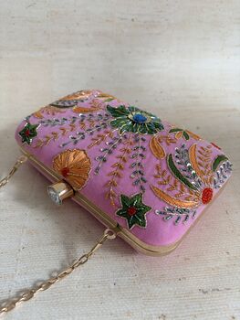 Pink Embroidered Clutch Bag, 10 of 11