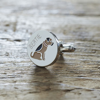 Daddy And Me Border Terrier Cufflinks And Dog Tag Set, 4 of 8