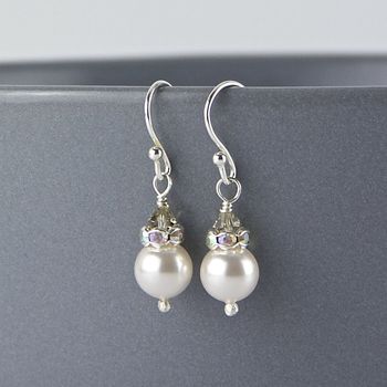 Sterling Silver Pearl Drop Earrings By Gama Weddings Sterling Silver Pearl Drop Earrings