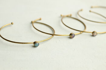 Vintage Brass Opal Bangle Bracelet, 7 of 9