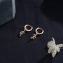 Leaf Charm Huggie Hoop Earrings In Sterling Silver, thumbnail 5 of 11
