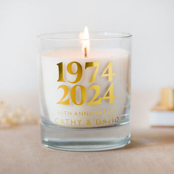 50th Golden Wedding Anniversary Personalised Candle, 4 of 4