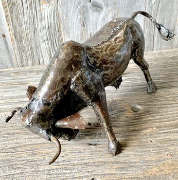 Recycled Metal Bull Sculpture Art083, 6 of 8