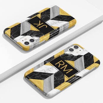 Personalised Black Gold Marble Phone Case, 5 of 6