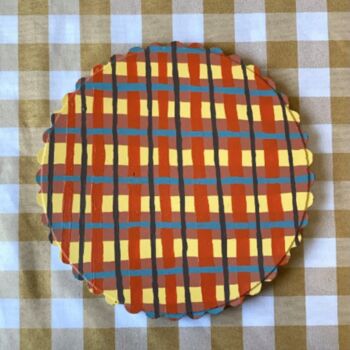 Hand Painted Gingham Placemat With Scalloped Edge, 4 of 8