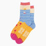 Women's Bamboo Socks Cream Blue Beach Sunset, thumbnail 1 of 4