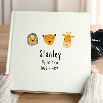 Personalised Scandi Safari Animals Square Photo Album, 3 of 7