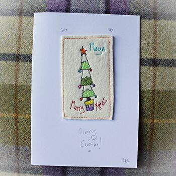 Personalised, Embroidered Christmas Tree Card, 6 of 10