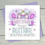Daughter Childrens Fairy And Unicorns Birthday Card, thumbnail 4 of 4