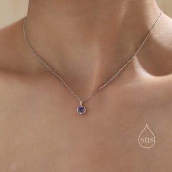 Sterling Silver Alexandrite Purple Blue Cz Bubble Pendant Necklace, 2 of 12