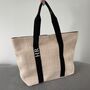 Personalised Danni Large Black Ribbon Straw Tote Bag, thumbnail 3 of 4