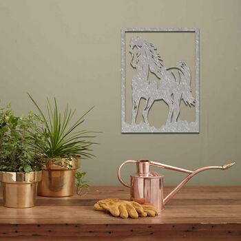 Rusted Metal Horse In Frame Metal Horse Wall Art, 6 of 10