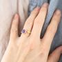 Gold Plated Star And Birthstone Adjustable Ring, thumbnail 8 of 10