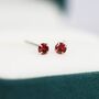 Sterling Silver January Birthstone Garnet Cz Stud Earrings, thumbnail 6 of 11