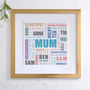 Personalised Mum Square Typographic Word Art, thumbnail 6 of 12