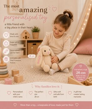 Personalised Embroidered Bunny Soft Toy Baby Gift, 13 of 13