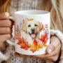Personalised Dog Mug Labrador Retriever In An Autumn Wreath, thumbnail 1 of 2
