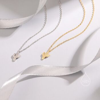 Tiny Cactus Pendant Necklace In Sterling Silver, 5 of 10