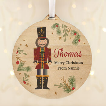 Personalised Christmas Nutcracker Wooden Bauble, 3 of 5