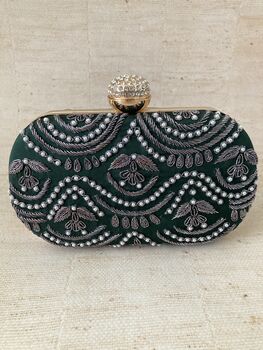 Emerald Handcrafted Oval Clutch Bag, 5 of 5