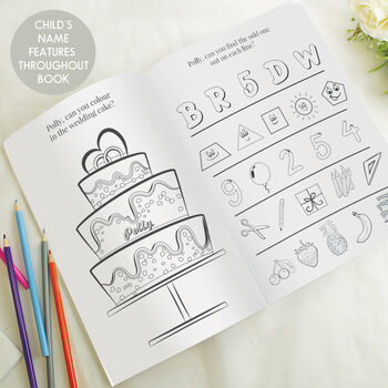 Personalised Pink A4 Wedding Activity And Colouring Book For Kids, 4 of 7