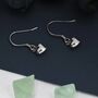 Tiny Dangling Heart Drop Hook Earrings Sterling Silver, thumbnail 8 of 12